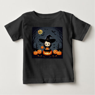 愛らしい魔女とカボチャ ベビーTシャツ