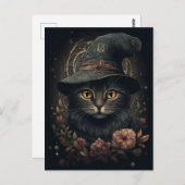 愛らしい魔女猫はがき ポストカード (正面/裏面)
