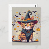 愛らしい魔女猫ハロウィーン ポストカード (正面/裏面)