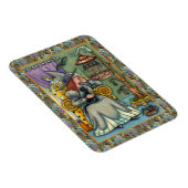 愛らしい魔女、ネコと彼女のペット、こうもりケージ、ハロウィン マグネット (右側)