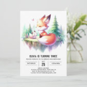 愛らしい魔法のキツネ誕生日デジタル 招待状 (スタンド正面)