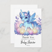 愛らしい魔法のユニコーン赤ちゃんシャワー サンキューカード (正面/裏面)