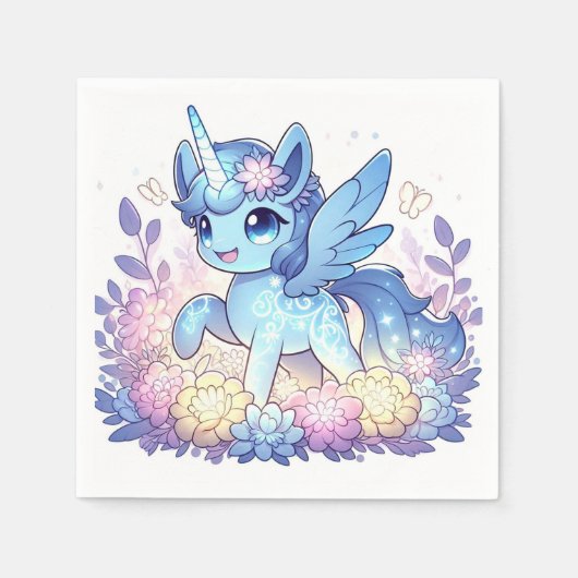 愛らしい魔法のユニコーン赤ちゃんシャワー スタンダードカクテルナプキン (正面)
