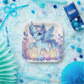 愛らしい魔法のユニコーン赤ちゃんシャワー ペーパープレート (パーティー)