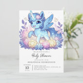 愛らしい魔法のユニコーン赤ちゃんシャワー 招待状 (スタンド正面)