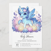 愛らしい魔法のユニコーン赤ちゃんシャワー 招待状 (正面/裏面)