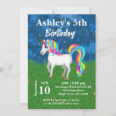 愛らしい魔法のユニコーン 5歳の誕生日パーティー 招待状 (正面)