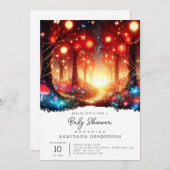 愛らしい魔法の魔法の森の赤ちゃんシャワー 招待状 (正面/裏面)