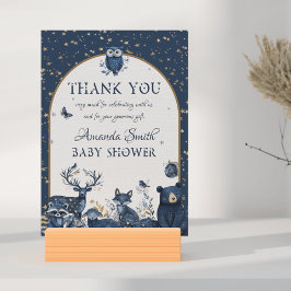 愛らしい魔法ウッドランドナイト動物ありがとう サンキューカード