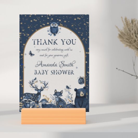 愛らしい魔法ウッドランドナイト動物ありがとう サンキューカード