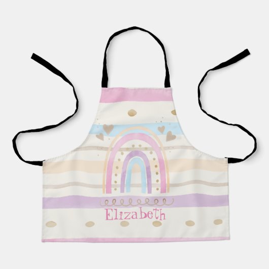 愛らしい魔法カラフルの虹ストライプの エプロン (正面)