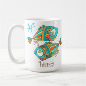 愛らしい魚座の魚 コーヒーマグカップ (左)