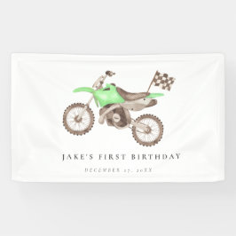 愛らしい鮮やかな緑のダートバイクバナー 横断幕