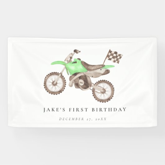 愛らしい鮮やかな緑のダートバイクバナー 横断幕 (横)