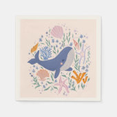 愛らしい鯨と海の生活 スタンダードカクテルナプキン (正面)