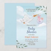 愛らしい鳥がベビーシャワーの招待状を運ぶ