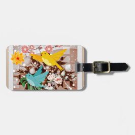 愛らしい鳥と花AIアート ラゲッジタグ