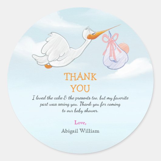 愛らしい鳥運の女の子の赤ちゃんシャワーギフト ラウンドシール (正面)