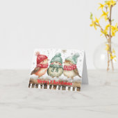 愛らしい鳥3羽 カード (黄色い花)