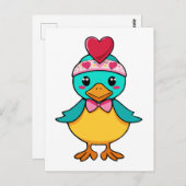 愛らしい鳥(ハート) ポストカード (正面/裏面)
