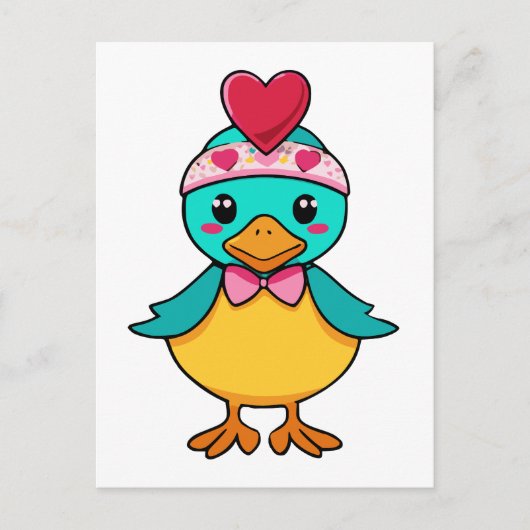 愛らしい鳥(ハート) ポストカード (正面)