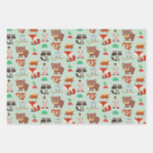 愛らしい鹿と森の動物 ラッピングペーパーシート (正面3)