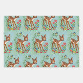 愛らしい鹿と森の動物 ラッピングペーパーシート (正面2)