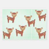 愛らしい鹿と森の動物 ラッピングペーパーシート (正面)