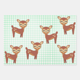 愛らしい鹿と森の動物 ラッピングペーパーシート