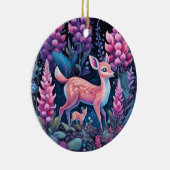 愛らしい鹿と花のオーナメント セラミックオーナメント (右)