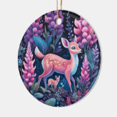 愛らしい鹿と花のオーナメント セラミックオーナメント (左)