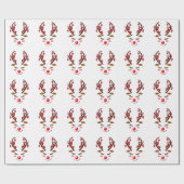 愛らしい鹿の顔オーナメントオン〔雄ジカの〕枝角 ラッピングペーパー (フラット)