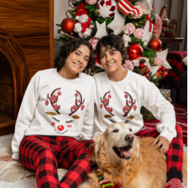 愛らしい鹿の顔&オーナメントオン〔雄ジカの〕枝角ズ女性 スウェットシャツ