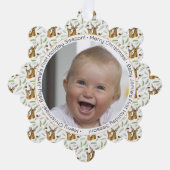 愛らしい鹿パターンベビー初めてのクリスマス オーナメントカード (正面)