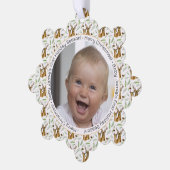 愛らしい鹿パターンベビー初めてのクリスマス オーナメントカード (左)