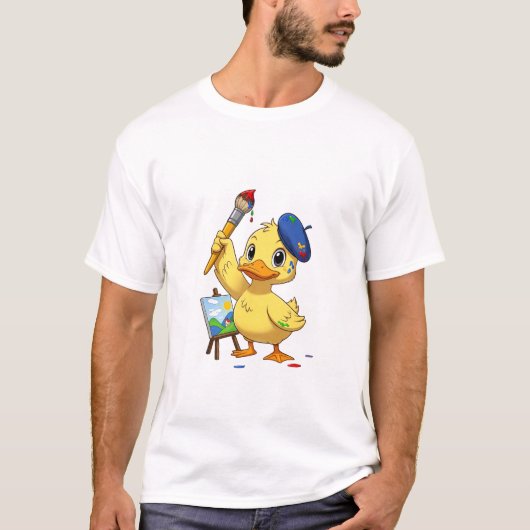 愛らしい黄色いアヒルの子芸術家 Tシャツ (正面)