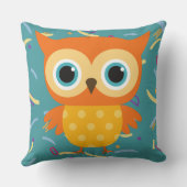 愛らしい黄色いフクロウのブルーパターンヴィンテージ子供部屋 クッション (裏面)