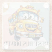 愛らしい黄色い漫画の最高のスクールバスドライバー ガラスコースター (裏面)