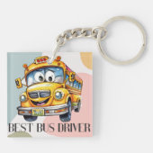 愛らしい黄色い漫画の最高のスクールバスドライバー キーホルダー (裏面)