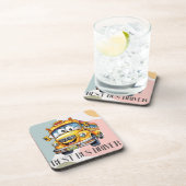 愛らしい黄色い漫画の最高のスクールバスドライバー コースター (右側)