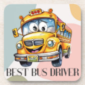 愛らしい黄色い漫画の最高のスクールバスドライバー コースター (正面)