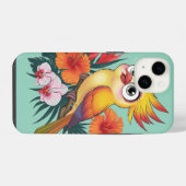 愛らしい黄色い鳥と花 iPhoneケース (裏面横)
