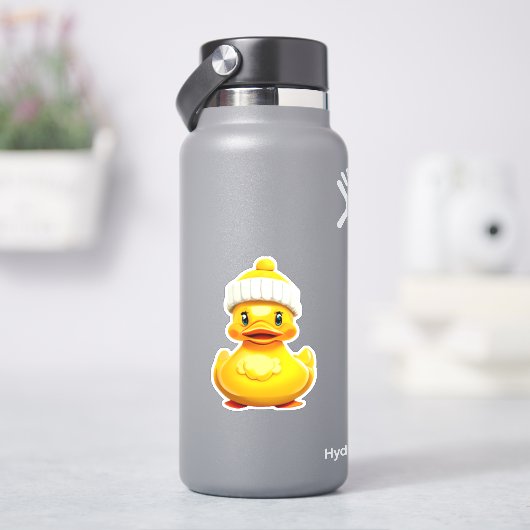 愛らしい黄色のゴム製のあひるのステッカー シール (HydroFlask)
