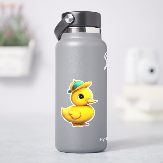 愛らしい黄色のゴム製のあひるのステッカー シール (HydroFlask)