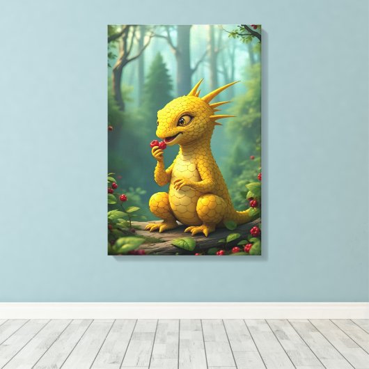愛らしい黄色の竜 キャンバスプリント (インサイチュ (ウッドフロア))
