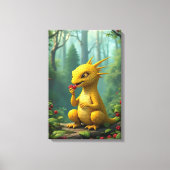 愛らしい黄色の竜 キャンバスプリント (正面)