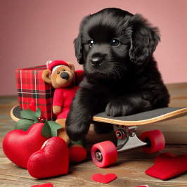 愛らしい黒い子犬のバおもしろいンタイン シーズンカード