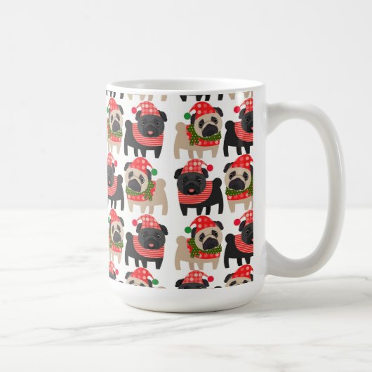 愛らしい黒と子鹿のクリスマスパッグ コーヒーマグカップ (右)