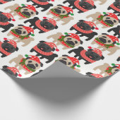 愛らしい黒と子鹿のクリスマスパッグ ラッピングペーパー (角)