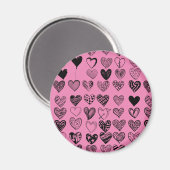 愛らしい黒ハート落書きスケッチ磁石 マグネット (正面/裏面)